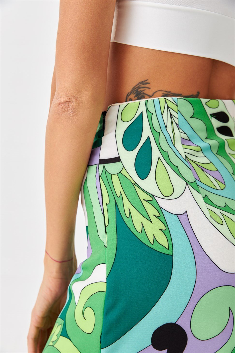 Patternd Short Green Skirt High Waist - BEAUTY BAR