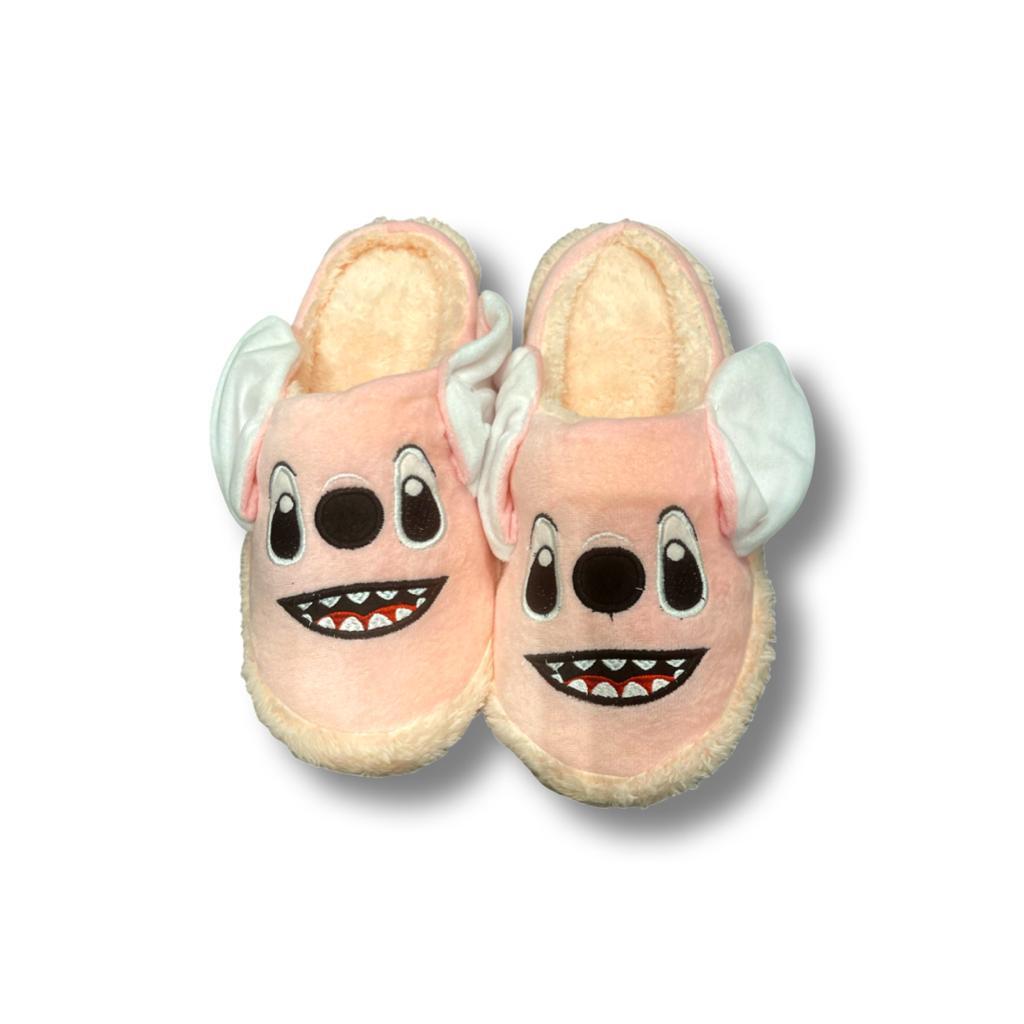 Pink Stitch Warm Plush Slipper With Fur Lining On The Inside