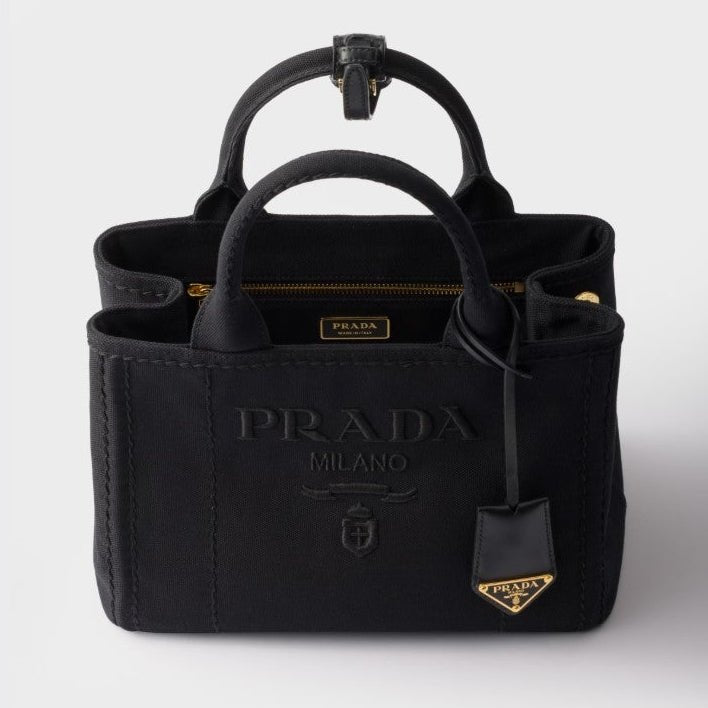 Prada Jardinière Small Cotton Canvas Handbag