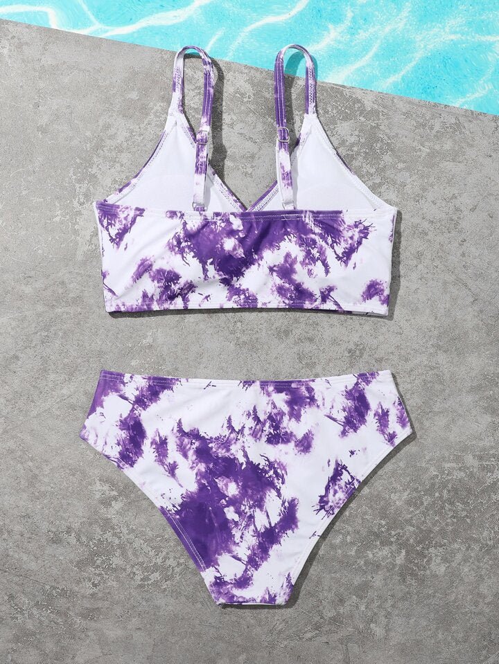 Purple Two-Piece Tie Dye Bikini Swimsuit Set - BEAUTY BAR