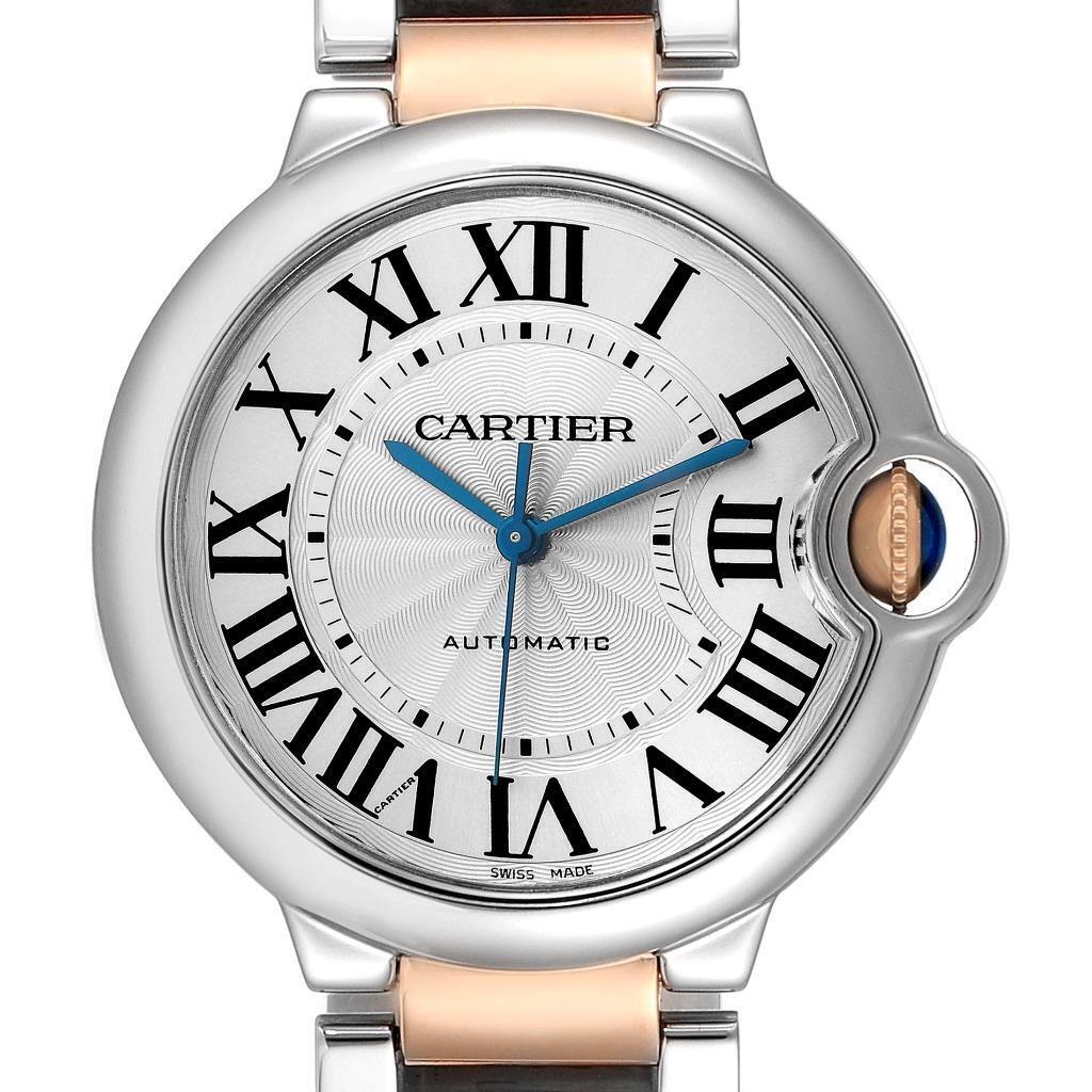 Cartier Silver Rose Gold Stainless Steel Blue Women's Wristwatch 33 mm