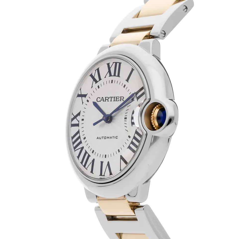 Cartier Silver Rose Gold Stainless Steel Blue Women's Wristwatch 33 mm