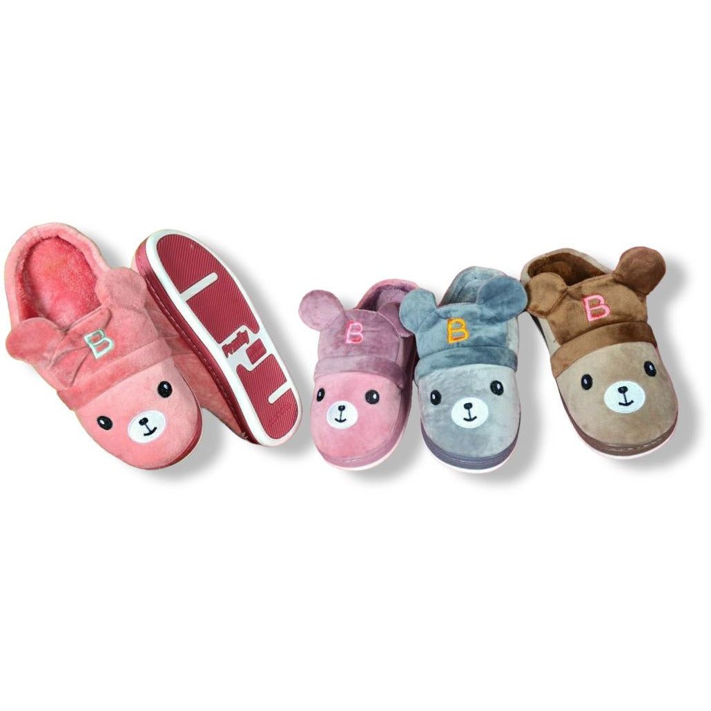 Soft Brown Slippers Bear With Cute Ears - BEAUTY BAR