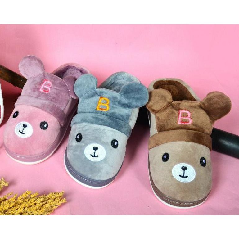 Soft Brown Slippers Bear With Cute Ears - BEAUTY BAR