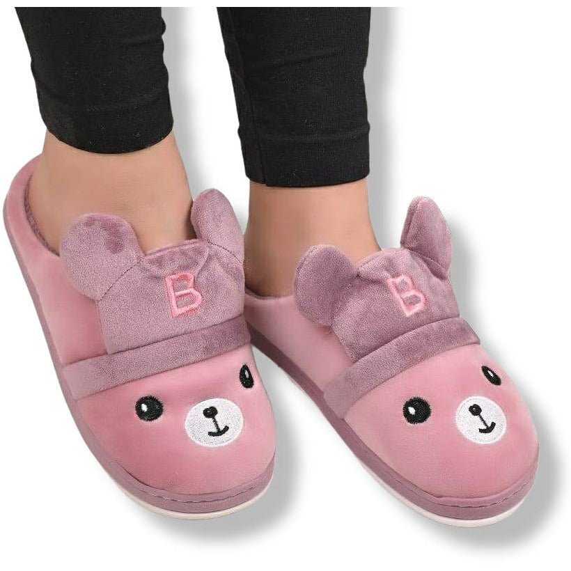 Soft Pink Slippers Bear With Cute Ears - BEAUTY BAR