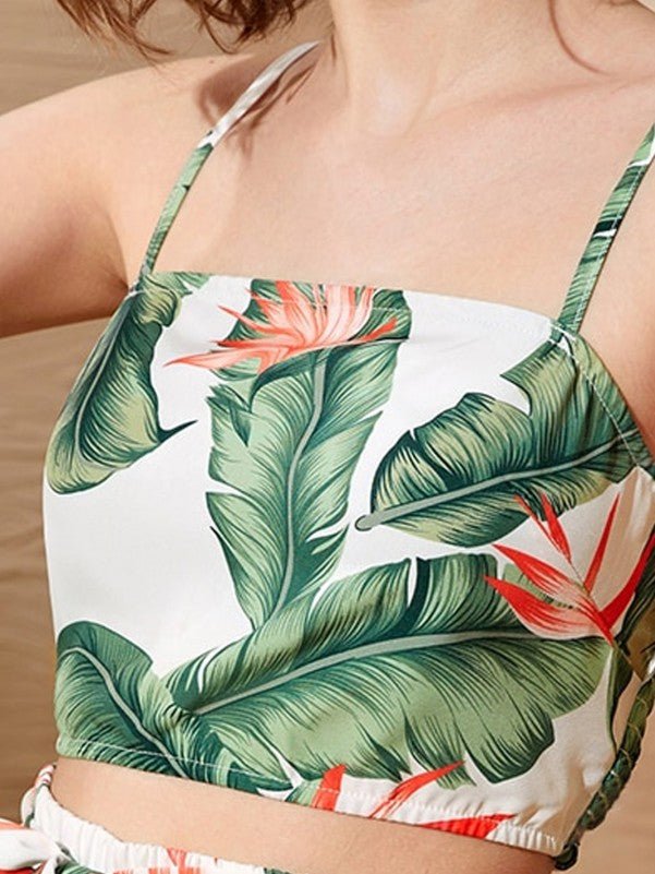 Teen Girls Tropical Print Cami Top & Shorts With Kimono - BEAUTY BAR