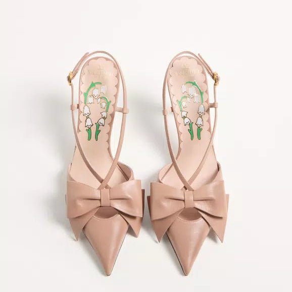 Valentino Bowow Slingback Pumps In Leather