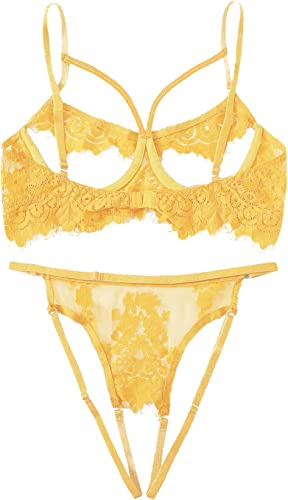 Yellow Lace Lingerie Without Lining - BEAUTY BAR