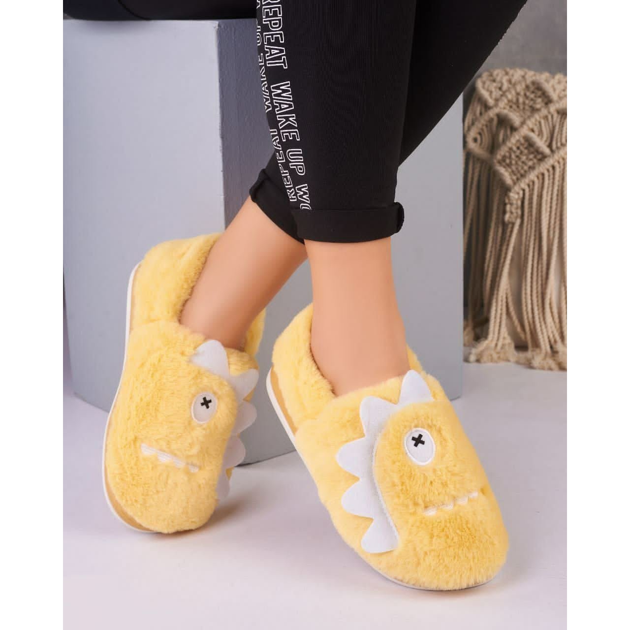 Yellow Slipper In The Shape Of A Dinosaur - BEAUTY BAR